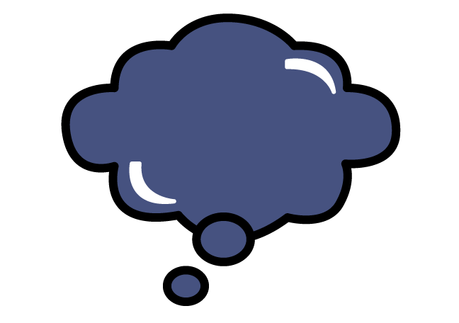 Dull blue thought bubble icon.